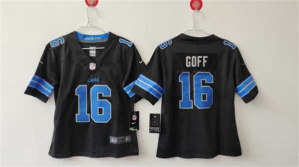 Women%27s Detroit Lions #16 Jared Goff Black Vapor Stitched Jersey